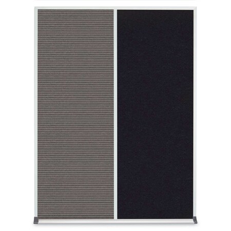 United Visual Products Double Door Radius Plus Corkboard, 48"X UV8003PLUS-BLACK-AMETHY